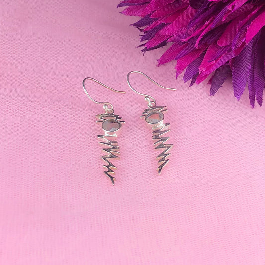 Alluring Blue Labradorite Earrings Made of Brass Silver Polished Danglers