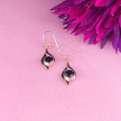 Fashionable Black Spinel Earrings Made of Brass Silver Polished Danglers
