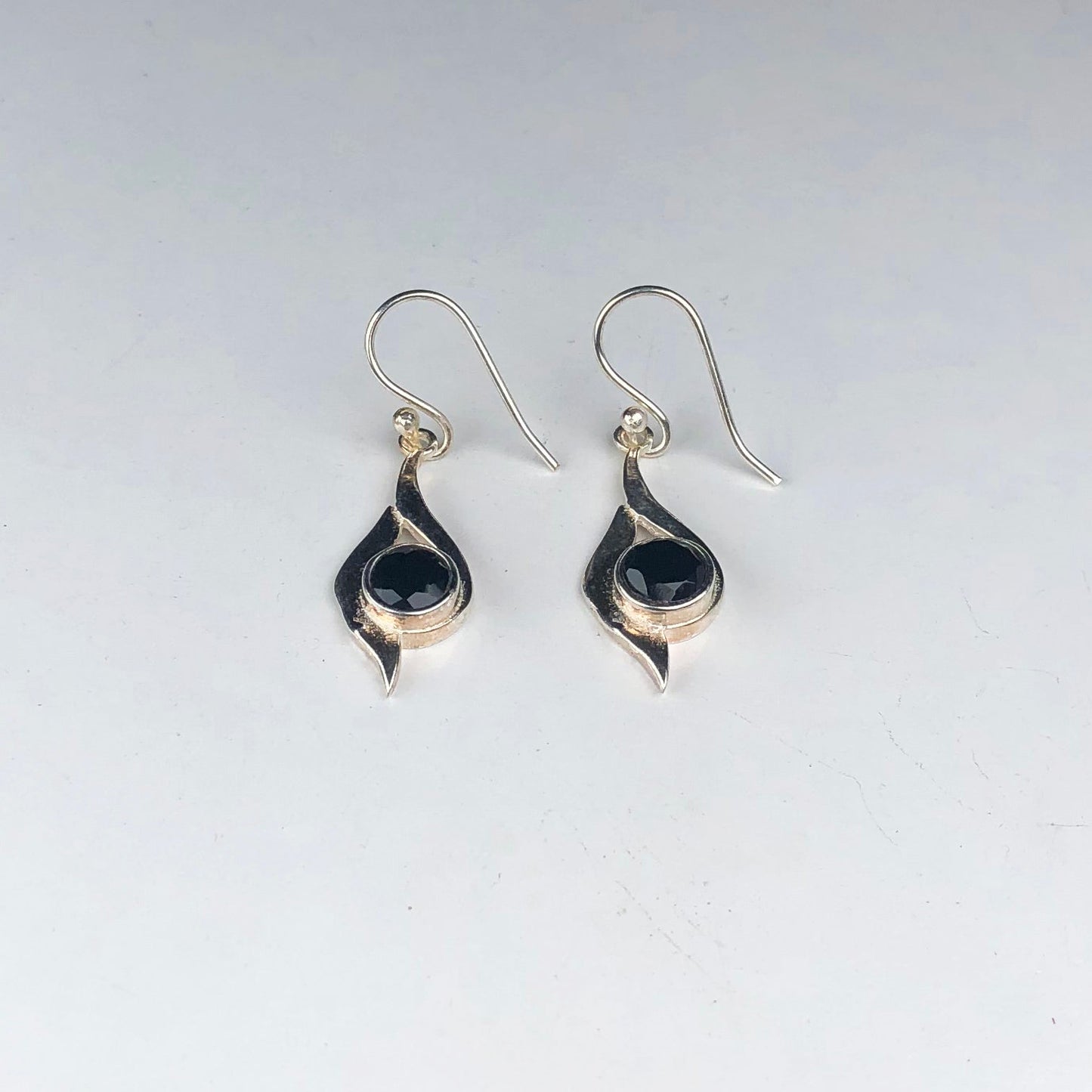 Fashionable Black Spinel Earrings Made of Brass Silver Polished Danglers