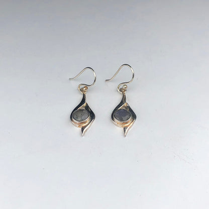 Wonderful Blue Labradorite Earrings Made of Brass Silver Polished Danglers
