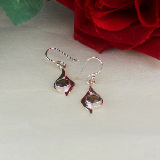 Radiant Brown Smoky Quartz Earrings Made of Brass Silver Polished Danglers