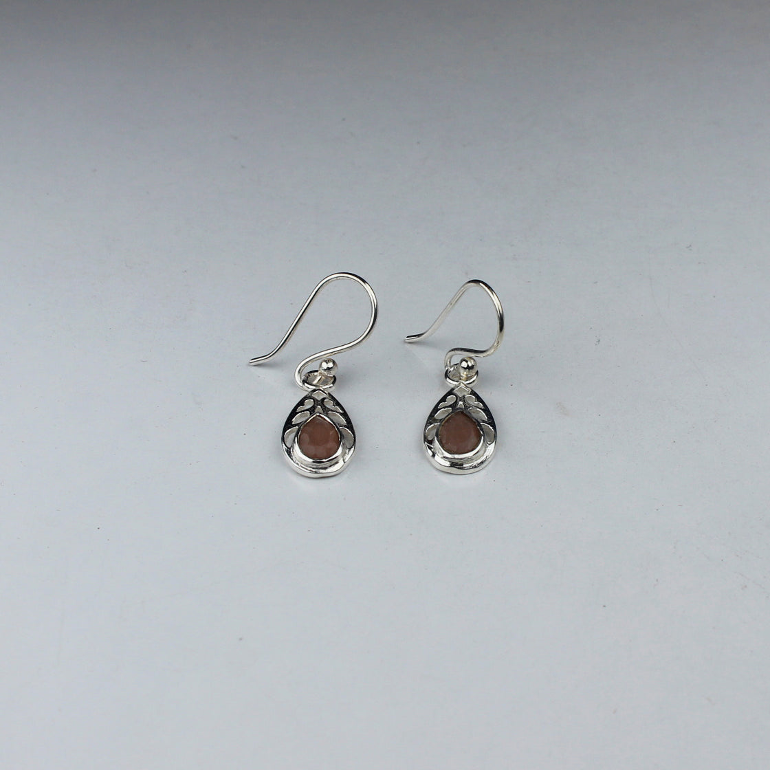 Glamorous Pink Chalcedony Earrings Made of Brass Silver Polished Danglers