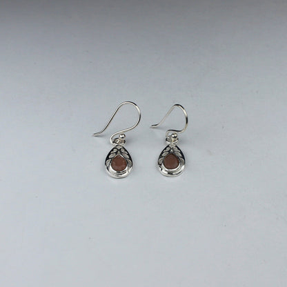 Glamorous Pink Chalcedony Earrings Made of Brass Silver Polished Danglers