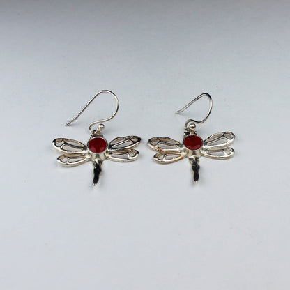 Wonderful Red Carnelian Earrings Made of Brass Silver Polished Danglers
