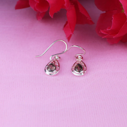 Opulent
 Brown Smoky Quartz Earrings Made of Brass Silver Polished Danglers