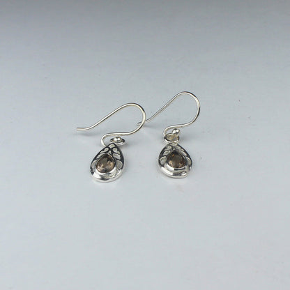 Opulent
 Brown Smoky Quartz Earrings Made of Brass Silver Polished Danglers