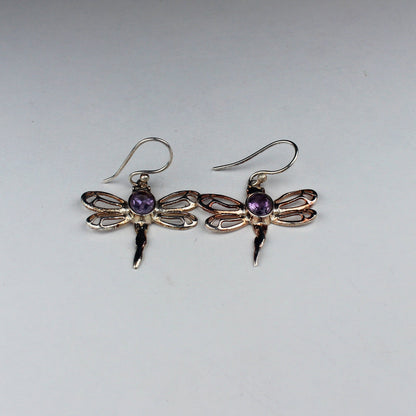 Trendy Purple Amethyst Earrings Made of Brass Silver Polished Danglers