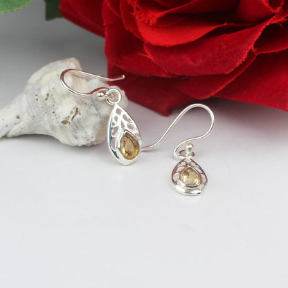 Beautiful Citrine Earrings Made of Brass Silver Polished Danglers