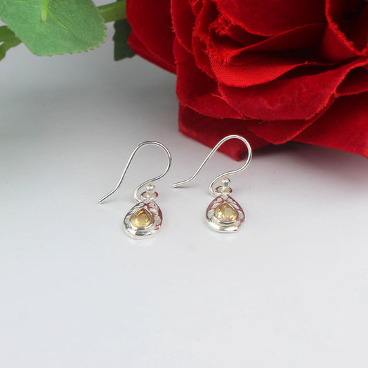 Beautiful Citrine Earrings Made of Brass Silver Polished Danglers