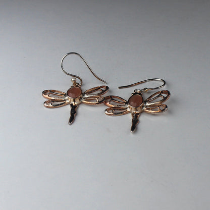 One of a kind Pink Chalcedony Earrings Made of Brass Silver Polished Danglers
