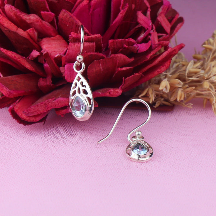Amazing Blue Aquamarine Earrings Made of Brass Silver Polished Danglers