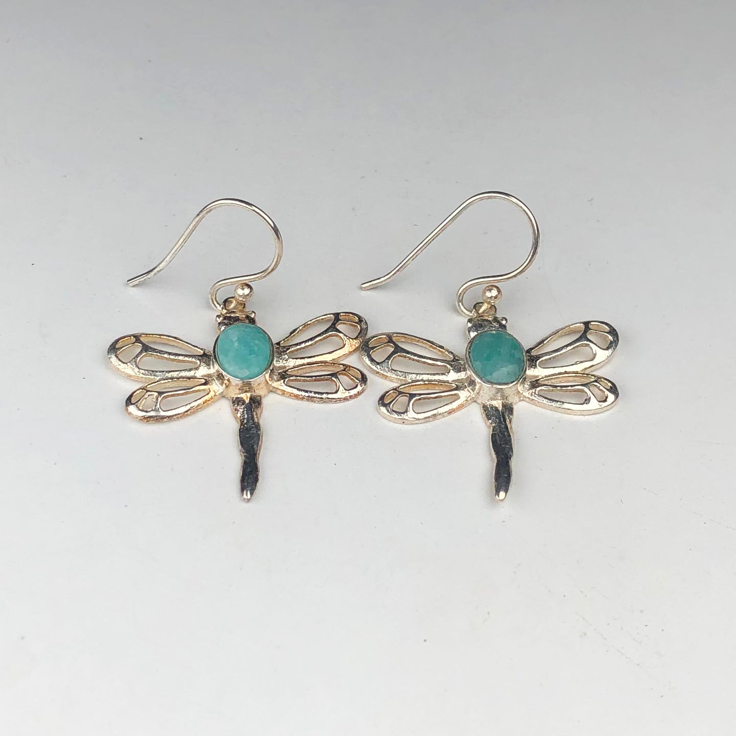Precious Blue Earrings Made of Brass Silver Polished Danglers