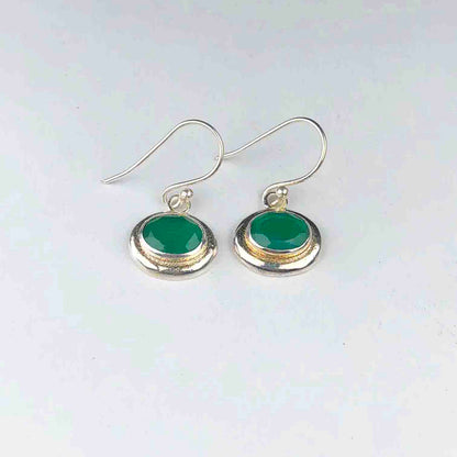 Awesome Green Onyx Earrings Made of Brass Silver Polished Danglers