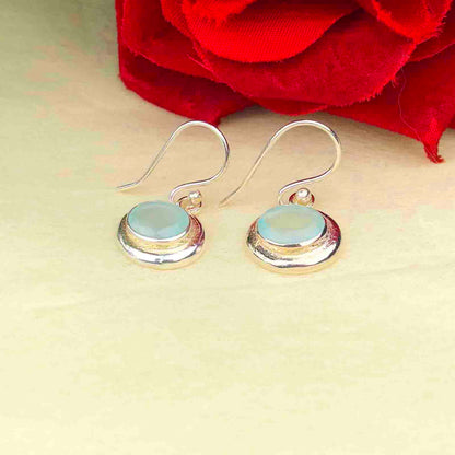 Fashionable Blue Opal Earrings Made of Brass Silver Polished Danglers