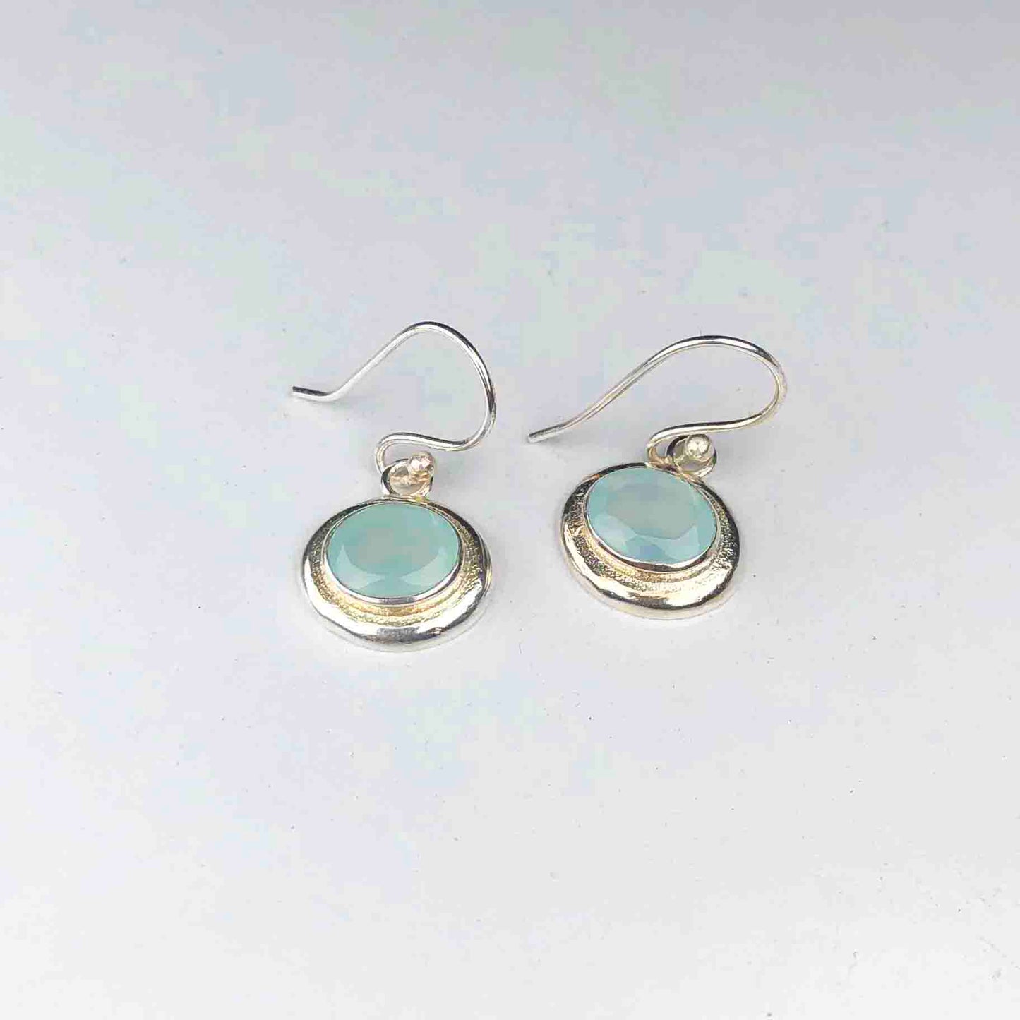 Fashionable Blue Opal Earrings Made of Brass Silver Polished Danglers