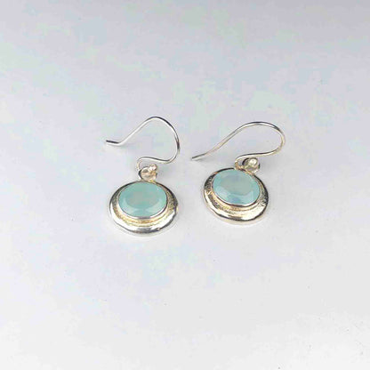Fashionable Blue Opal Earrings Made of Brass Silver Polished Danglers