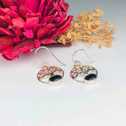 Wonderful Black Spinel Earrings Made of Brass Silver Polished Danglers