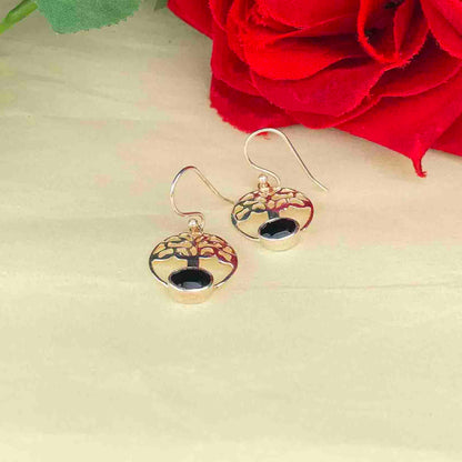 Wonderful Black Spinel Earrings Made of Brass Silver Polished Danglers