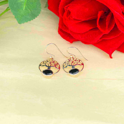 Wonderful Black Spinel Earrings Made of Brass Silver Polished Danglers