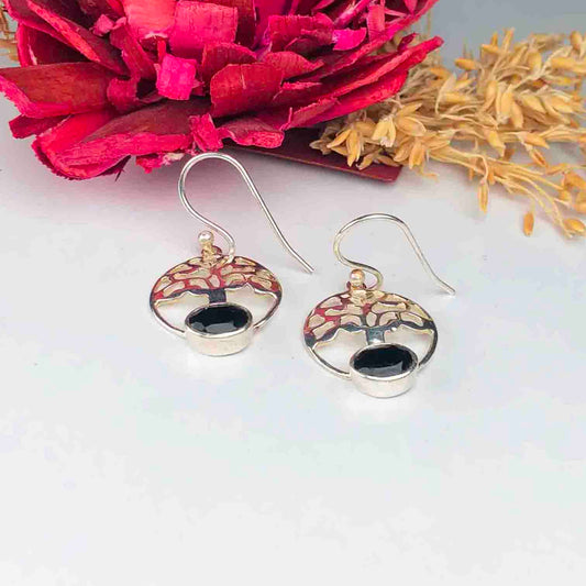 Wonderful Black Spinel Earrings Made of Brass Silver Polished Danglers
