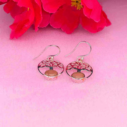 Gorgeous Pink Chalcedony Earrings Made of Brass Silver Polished Danglers