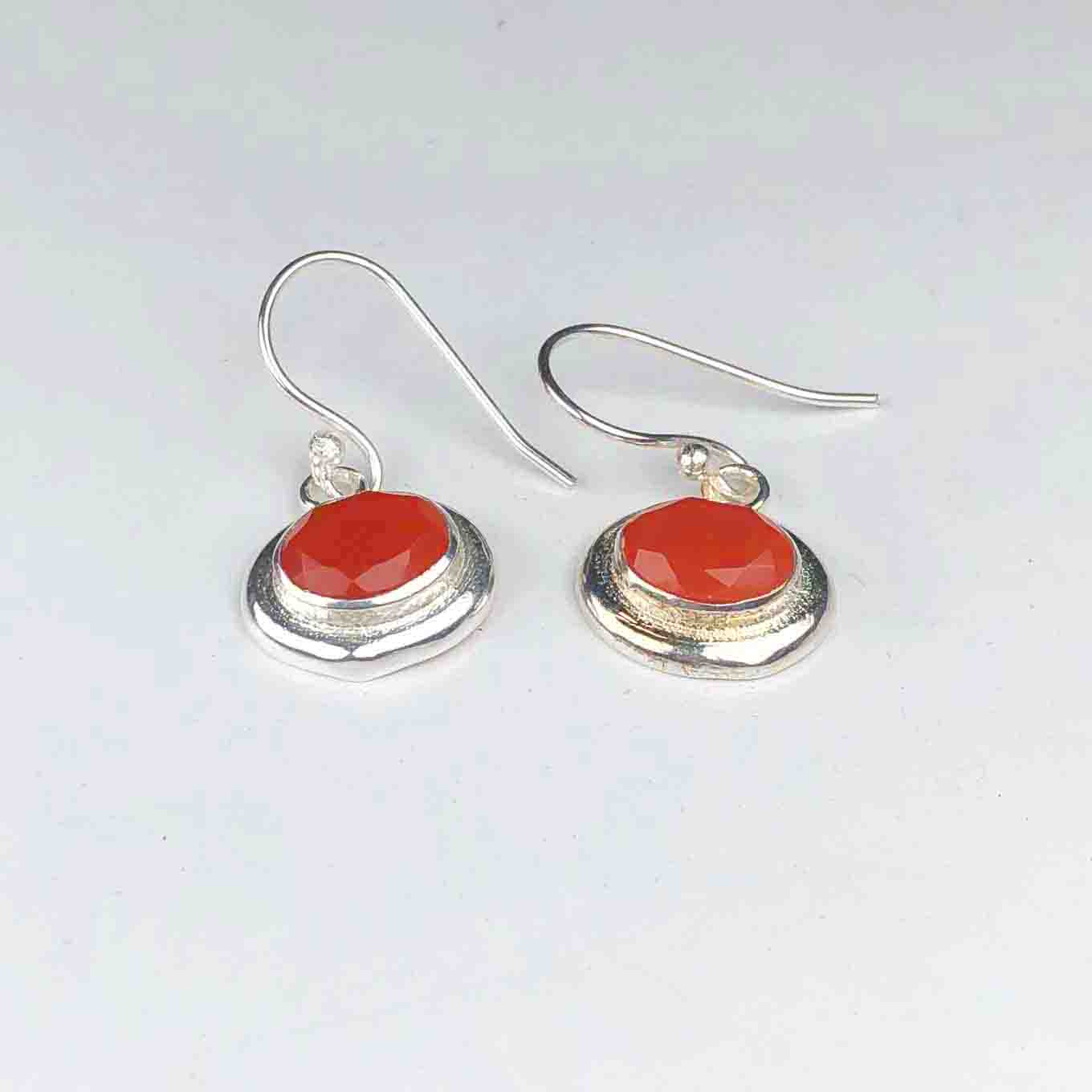 Amazing Red Carnelian Earrings Made of Brass Silver Polished Danglers