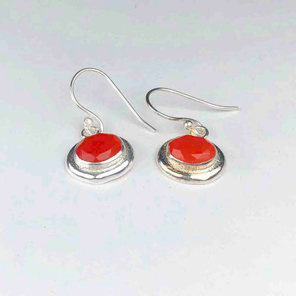 Amazing Red Carnelian Earrings Made of Brass Silver Polished Danglers