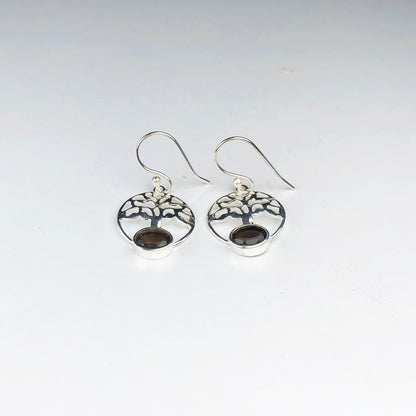 Elegant Brown Smoky Quartz Earrings Made of Brass Silver Polished Danglers