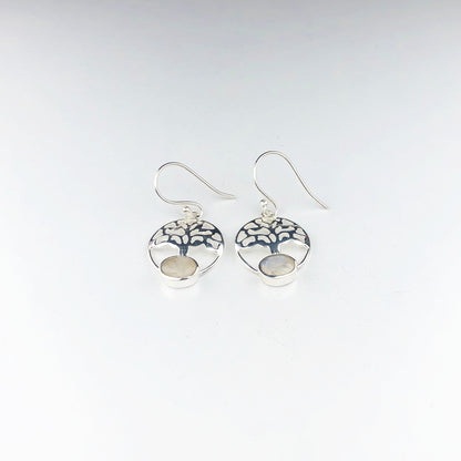 Awesome White Moonstone Earrings Made of Brass Silver Polished Danglers