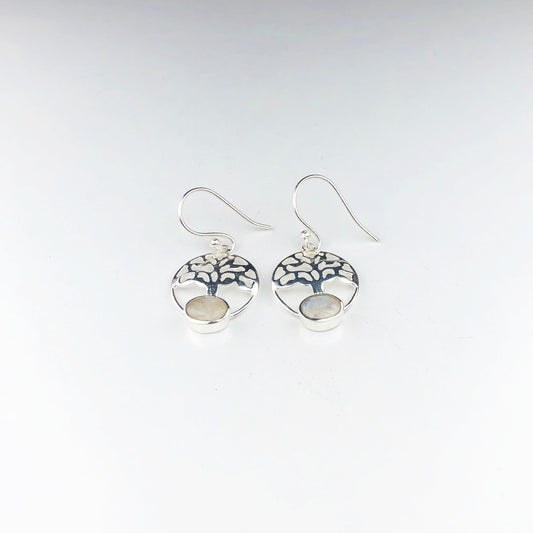 Awesome White Moonstone Earrings Made of Brass Silver Polished Danglers