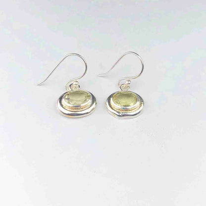 Modern Green Amethyst Earrings Made of Brass Silver Polished Danglers