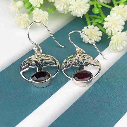 Fashionable Red Ruby Earrings Made of Brass Silver Polished Danglers