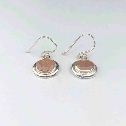 Wonderful Pink Chalcedony Earrings Made of Brass Silver Polished Danglers