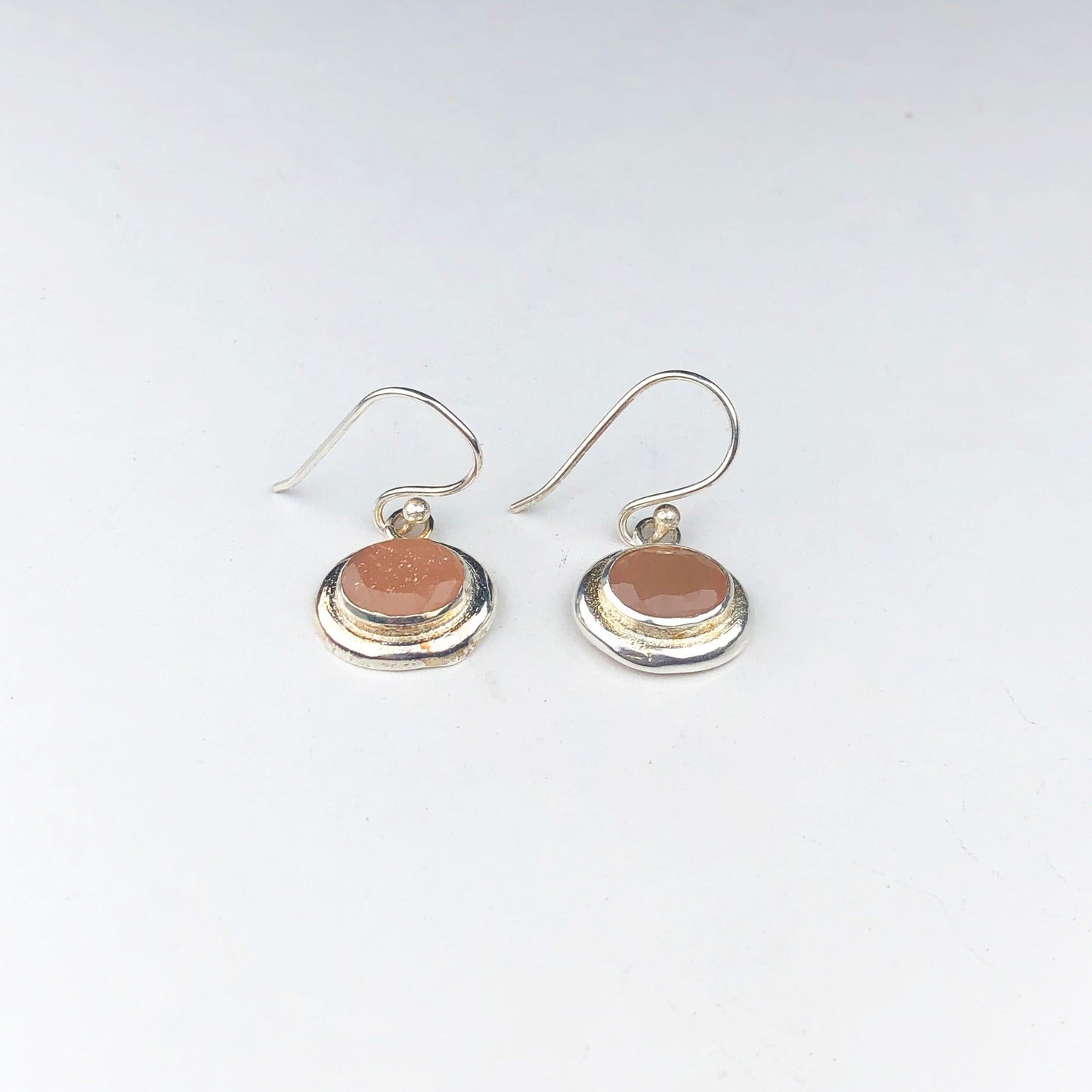 Wonderful Pink Chalcedony Earrings Made of Brass Silver Polished Danglers