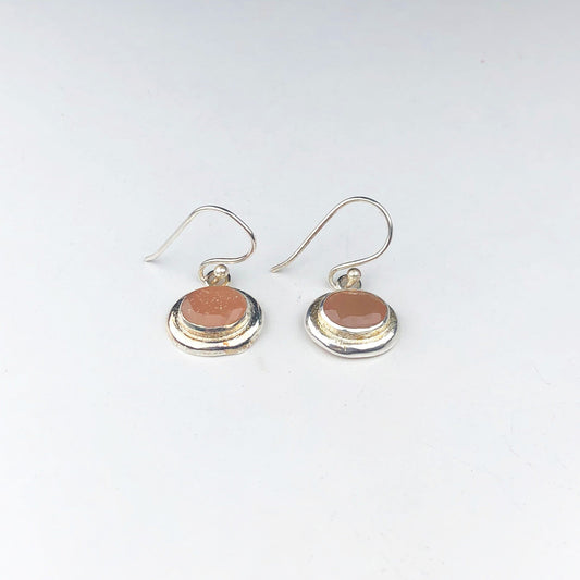 Wonderful Pink Chalcedony Earrings Made of Brass Silver Polished Danglers