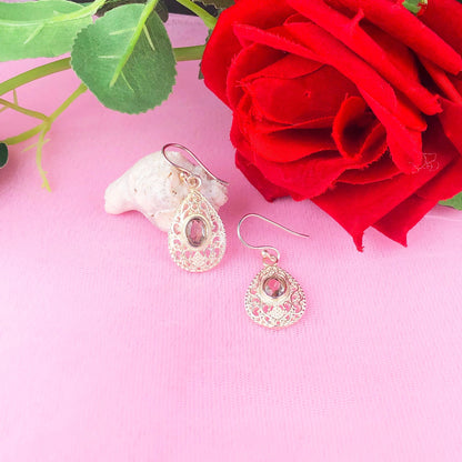 Fashionable Green Amethyst Earrings Made of Brass Silver Polished Danglers