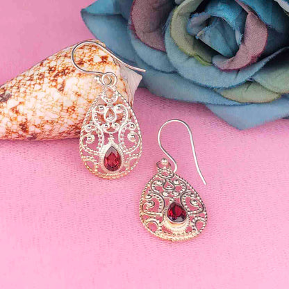 Amazing Red Ruby Earrings Made of Brass Silver Polished Danglers