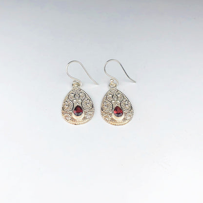 Amazing Red Ruby Earrings Made of Brass Silver Polished Danglers