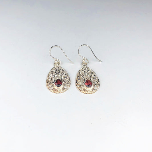 Amazing Red Ruby Earrings Made of Brass Silver Polished Danglers