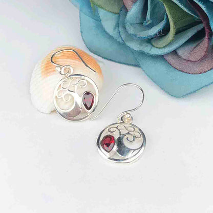 Elegant Red Ruby Earrings Made of Brass Silver Polished Danglers