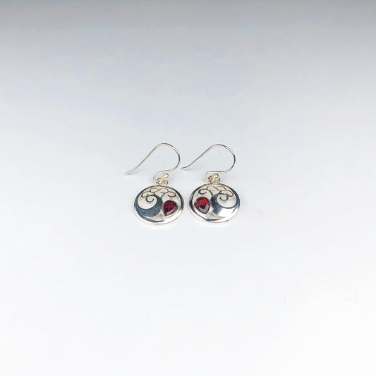 Elegant Red Ruby Earrings Made of Brass Silver Polished Danglers