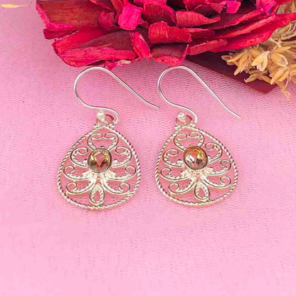Fantastic Citrine Earrings Made of Brass Silver Polished Danglers
