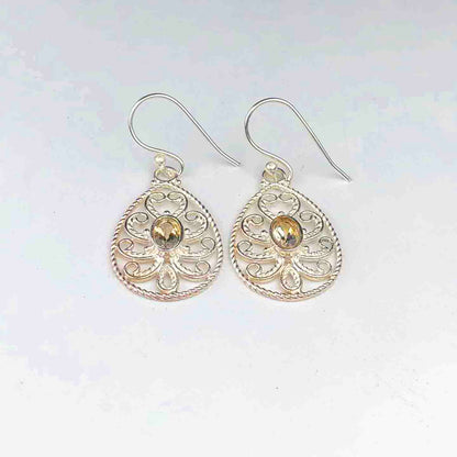 Fantastic Citrine Earrings Made of Brass Silver Polished Danglers
