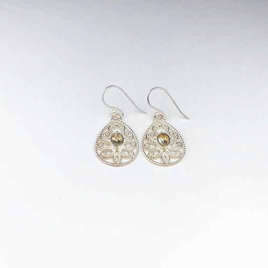 Fantastic Citrine Earrings Made of Brass Silver Polished Danglers