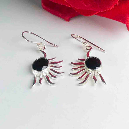 Trendy Black Spinel Earrings Made of Brass Silver Polished Danglers