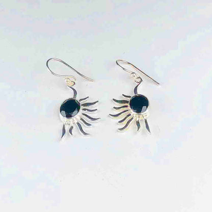 Trendy Black Spinel Earrings Made of Brass Silver Polished Danglers