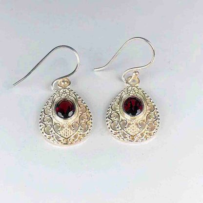 Fantastic Red Ruby Earrings Made of Brass Silver Polished Danglers