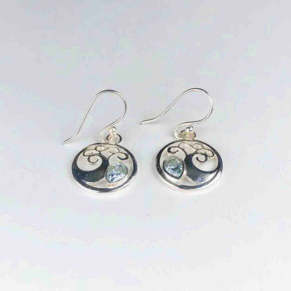Fashionable Blue Aquamarine Earrings Made of Brass Silver Polished Danglers