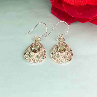 Awesome Citrine Earrings Made of Brass Silver Polished Danglers