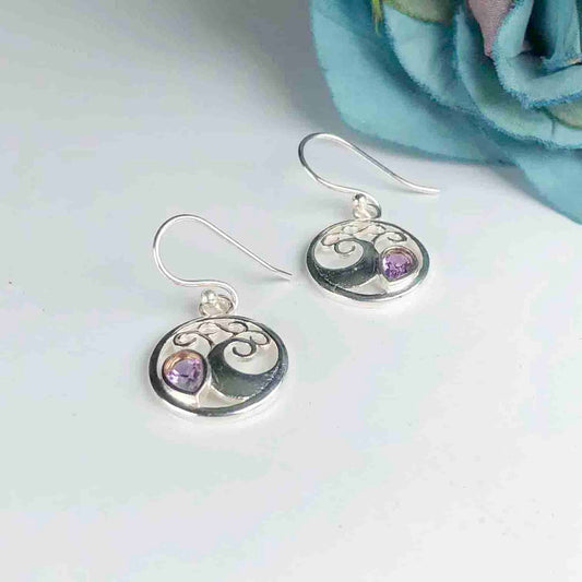 Wonderful Purple Amethyst Earrings Made of Brass Silver Polished Danglers